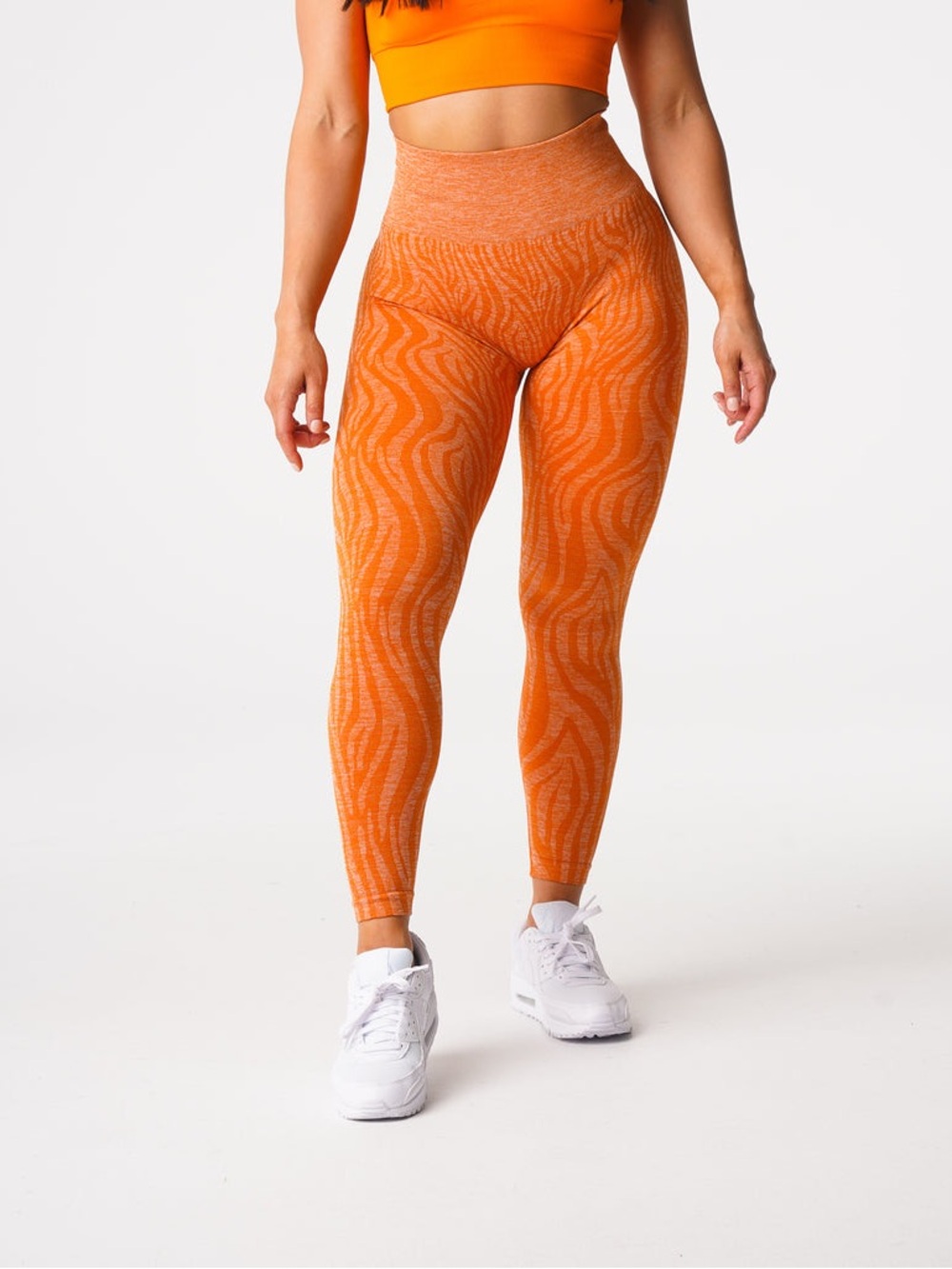 NVGTN Orange Zebra‎ Striped Seamless Athletic Leggings
